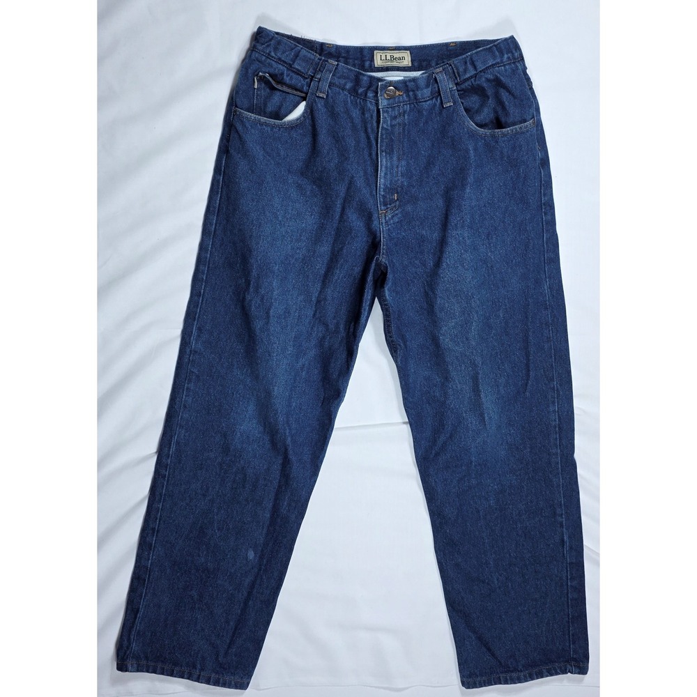 LL Bean Comfort Waist Jeans Men's 34x29 Dark Wash Blue Denim Relaxed Fit